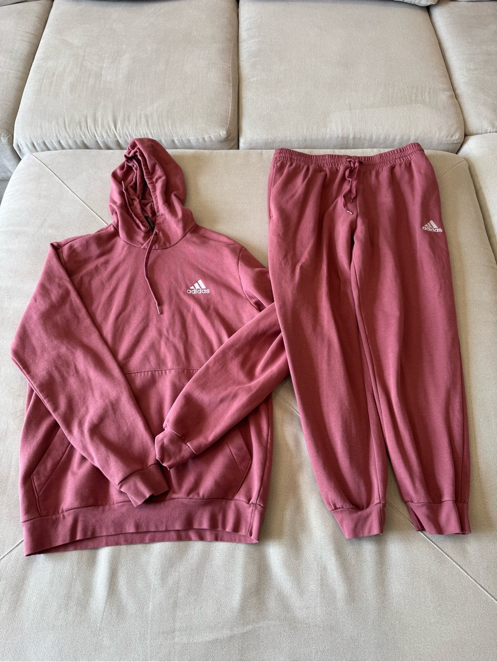 ADIDAS Men’s Rose Mauve Hoodie & Joggers Set